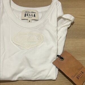 Abella White Short Sleeve Crewneck Tee with Embroidered Patch